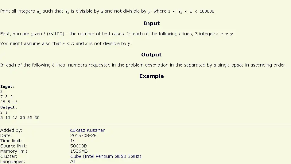 smpdiv Coding Exercise - LUA Programming - SPOJ Online Judge - 15708. Divisibility beginner brute force code implementation LUA programming language SPOJ online judge 