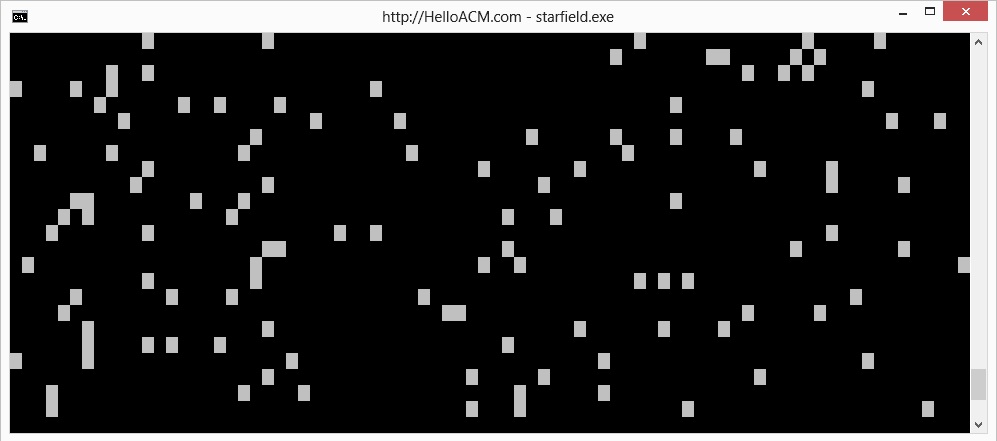 starfield Simple C++ Starfield Animation Based on Codepage 437 32 bit algorithms beginner c / c++ code code library implementation programming languages Win32 API 