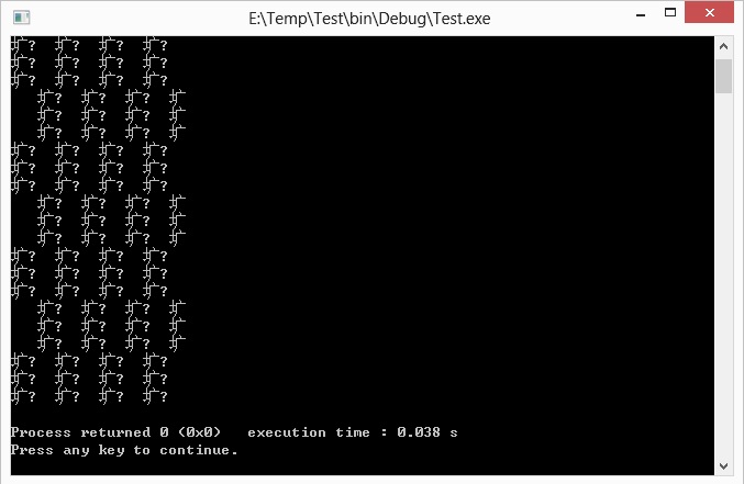 extended-ascii C++ Chess Board Printing in Windows Using CodePage 437 - Extended ASCII c / c++ code code library implementation programming languages tricks Win32 API windows command shell 