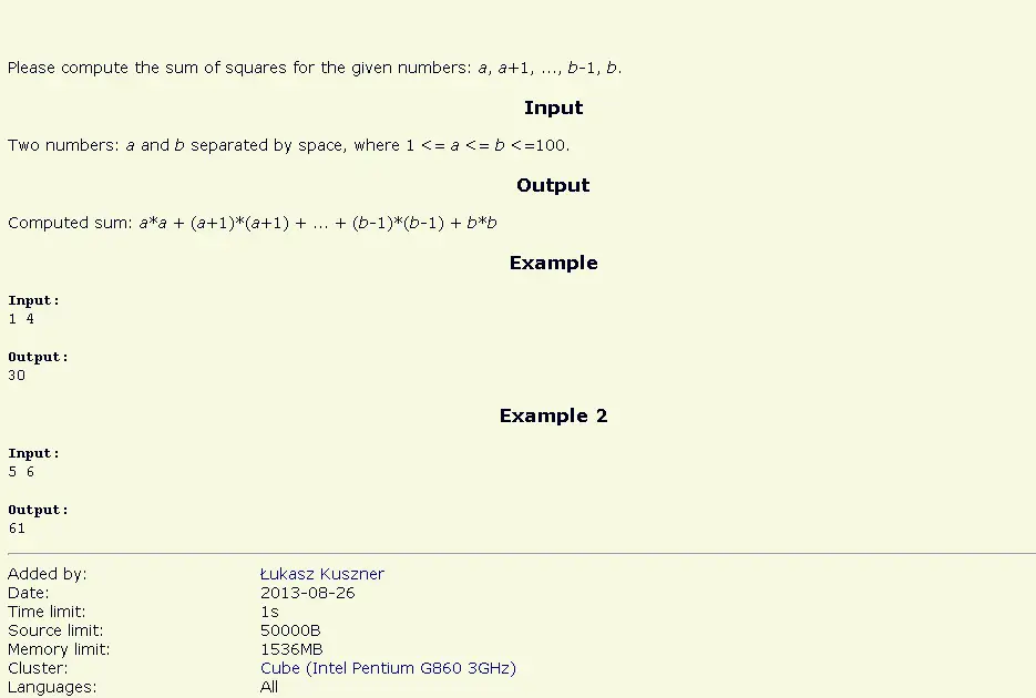 smpsum Coding Exercise - LUA Programming - SPOJ Online Judge - 15710. Iterated sums beginner code implementation LUA programming language math programming languages SPOJ online judge 