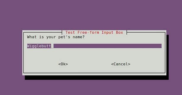 shell-whiptail-inputbox Creating UI Controls under Linux Shell Console using whiptail Utility BASH Shell GUI linux 