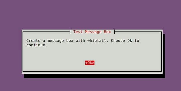 shell-whiptail-messagebox Creating UI Controls under Linux Shell Console using whiptail Utility BASH Shell GUI linux 