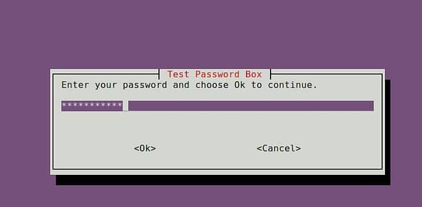 shell-whiptail-password Creating UI Controls under Linux Shell Console using whiptail Utility BASH Shell GUI linux 