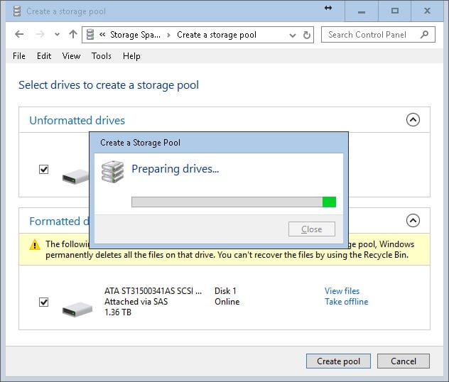 preparing How to Use Windows 10 - Storage Space to Combine Multiple Physical Harddrives? hardware RAID windows 