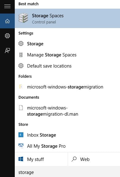storage-space How to Use Windows 10 - Storage Space to Combine Multiple Physical Harddrives? hardware RAID windows 