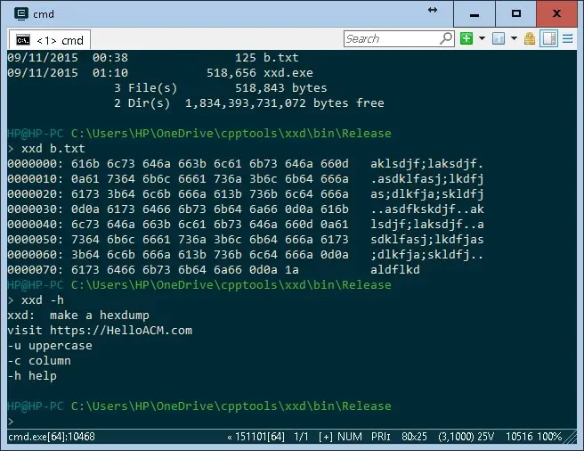 xxd-on-windows C++ Coding Exercise - xxd - make hex dump on Windows c / c++ tools / utilities 