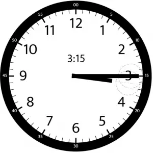 clock-3-15-300x300 C/C++ Program to Compute the Angle Between Hands of a Clock algorithms c / c++ geometry math 