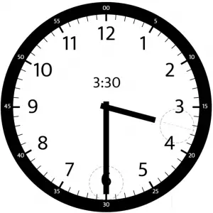 clock-3-30-300x300 C/C++ Program to Compute the Angle Between Hands of a Clock algorithms c / c++ geometry math 