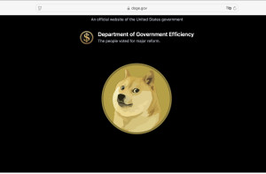 elon-musk-trump-doge-department-of-government-efficiency-300x197 Department of Government Efficiency Front Page shows the Logo of the DogeCoin.