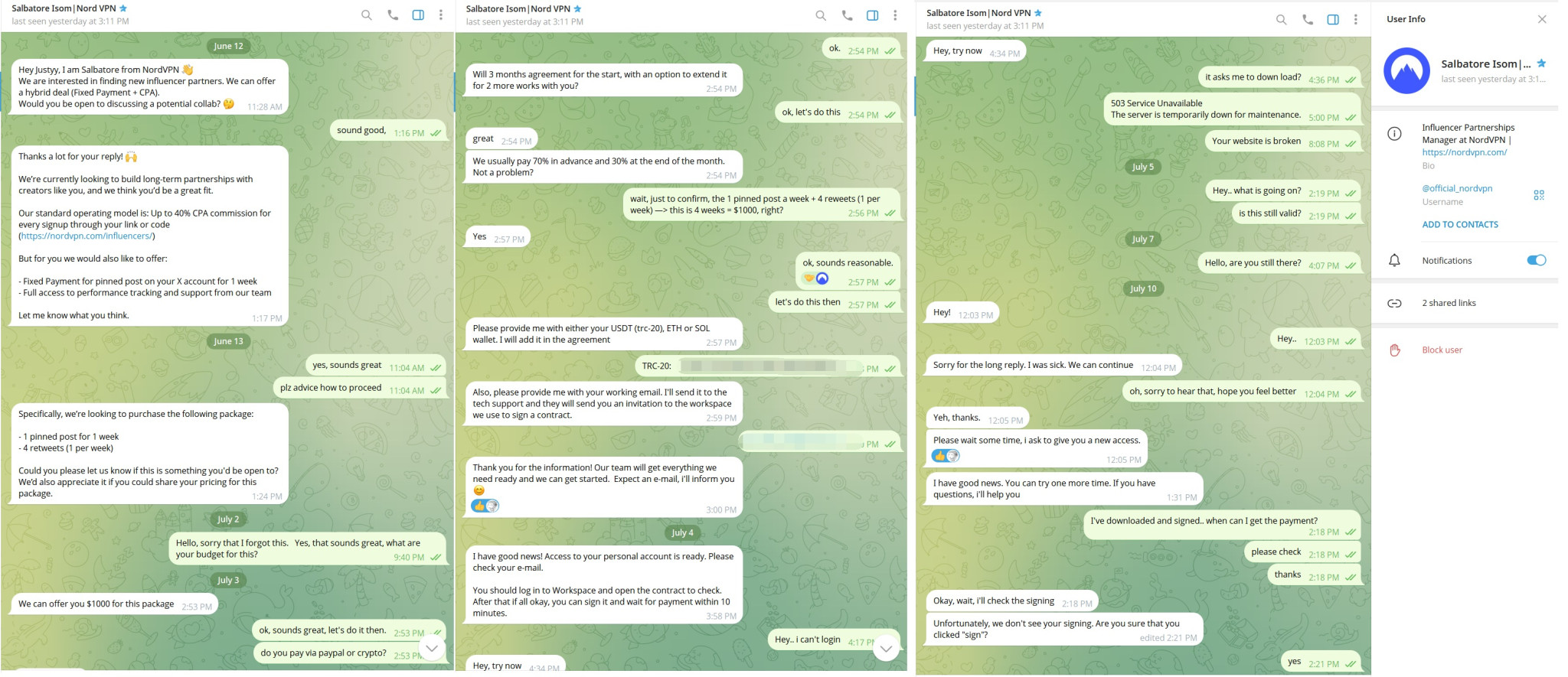 nordvpn-scammer-telegram-scaled Last Month's Scam Experience on Telegram (NordVPN Impersonation)