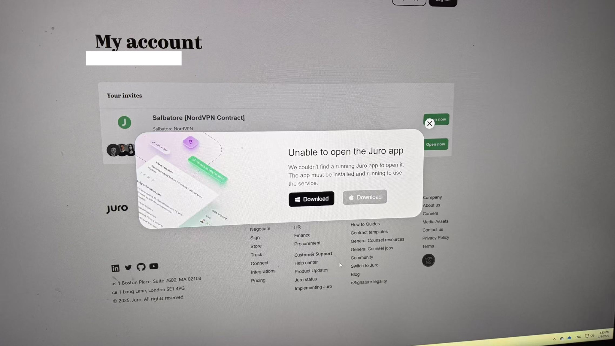 nordvpn-scammer-unable-to-open-the-juro-app-scaled Last Month's Scam Experience on Telegram (NordVPN Impersonation)