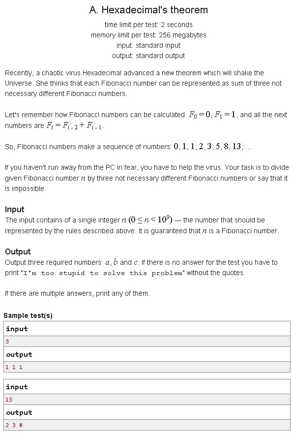 199A Codeforces: A. Hexadecimal's theorem beginner codeforces implementation python tricks 
