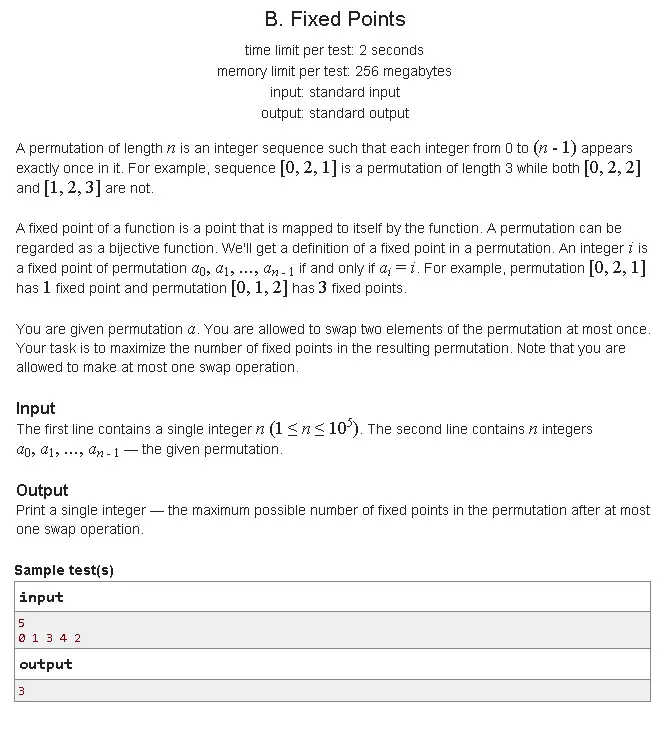 347B Codeforces: 347 B. Fixed Points beginner codeforces math programming languages python 