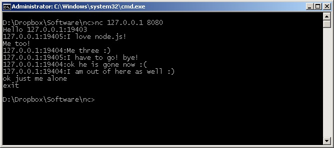 nodejs-chat3 Node.js Tutorial - 3 Creating a Chat Server using TCP Sockets beginner client-server http I/O File implementation internet javascript network nodejs programming languages sockets tcp/ip 